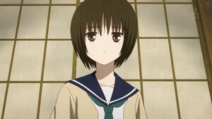 Rating: Safe Score: 0 Tags: 1girl bangs black_hair brown_hair human image indoors kashiwaba_tomoe looking_at_viewer sailor_collar school_uniform screenshot serafuku short_hair shouji sliding_doors solo upper_body User: admin