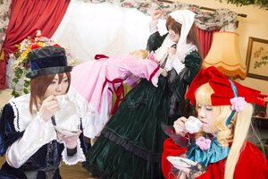 Rating: Safe Score: 0 Tags: 3girls 91076 blonde_hair bonnet brown_hair closed_eyes curtains dress flower hat long_hair multiple_cosplay multiple_girls rose souseiseki suiseiseki tagme User: admin