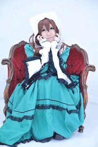 Rating: Safe Score: 0 Tags: 1girl blue_dress brown_hair chair dress frills full_body long_hair long_sleeves looking_at_viewer pantyhose sitting smile solo suiseiseki vertical_stripes User: admin
