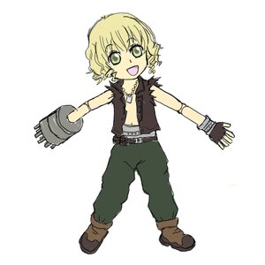 Rating: Safe Score: 0 Tags: 1boy :d belt blonde_hair earrings full_body gloves green_eyes hinaichigo image jewelry necklace open_mouth open_vest smile solo vest User: admin