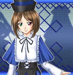Rating: Safe Score: 0 Tags: 1girl auto_tagged bangs blue_dress brown_hair dress green_eyes hat heterochromia image long_sleeves looking_at_viewer red_eyes short_hair smile solo souseiseki suiseiseki top_hat User: admin