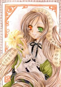 Rating: Safe Score: 0 Tags: 1girl black_ribbon brown_hair dress flower frills green_dress green_eyes heterochromia holding image long_hair long_sleeves looking_at_viewer red_eyes ribbon smile solo suiseiseki traditional_media very_long_hair User: admin