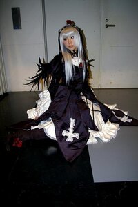Rating: Safe Score: 0 Tags: 1girl auto_tagged dress flower frills gothic_lolita lips long_hair long_sleeves red_flower red_rose rose sitting solo suigintou white_hair User: admin