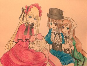 Rating: Safe Score: 0 Tags: 4girls blonde_hair blue_eyes bow brown_hair dress green_eyes hat heterochromia image long_hair long_sleeves looking_at_viewer multiple multiple_girls open_mouth pink_bow red_eyes shinku siblings simple_background sisters smile souseiseki suiseiseki tagme top_hat twins very_long_hair User: admin