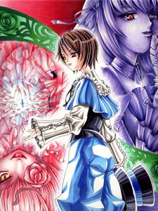 Rating: Safe Score: 0 Tags: 2girls auto_tagged blue_dress brown_hair frills hair_ribbon image long_sleeves multiple multiple_girls red_eyes ribbon short_hair souseiseki tagme traditional_media User: admin