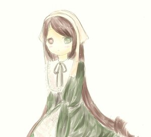 Rating: Safe Score: 0 Tags: 1girl :o bangs black_ribbon blush brown_hair dress eyebrows_visible_through_hair frills green_dress green_eyes head_scarf heterochromia image long_hair long_sleeves looking_at_viewer neck_ribbon ribbon simple_background solo suiseiseki swept_bangs very_long_hair white_background User: admin