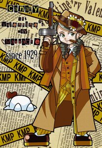 Rating: Safe Score: 0 Tags: 1girl coat flower green_eyes gun handgun hat image kanaria necktie revolver solo weapon User: admin