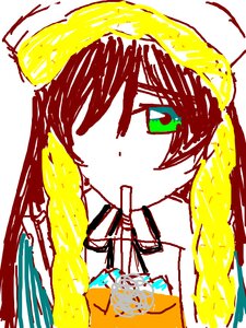 Rating: Safe Score: 0 Tags: 1girl fire green_eyes image long_hair looking_at_viewer simple_background solo suiseiseki User: admin
