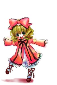 Rating: Safe Score: 0 Tags: 1girl blonde_hair blush bow dress frills full_body green_eyes hair_bow hina_ichigo hinaichigo image long_sleeves looking_at_viewer open_mouth outstretched_arms pink_bow red_footwear shoes short_hair simple_background smile solo spread_arms standing white_background white_legwear User: admin