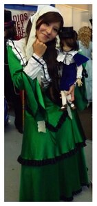 Rating: Safe Score: 0 Tags: auto_tagged brown_hair dress green_dress long_hair multiple_cosplay multiple_girls standing suiseiseki tagme User: admin