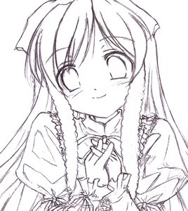 Rating: Safe Score: 0 Tags: 1girl blush fur_trim graphite_(medium) greyscale image kinagi_yuu lineart long_hair long_sleeves looking_at_viewer monochrome photoshop_(medium) rozen_maiden simple_background smile solo suiseiseki traditional_media upper_body white_background User: admin
