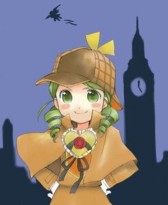 Rating: Safe Score: 0 Tags: 1girl aircraft bird drill_hair green_eyes green_hair hat image kanaria ribbon smile solo twin_drills User: admin