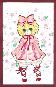 Rating: Safe Score: 0 Tags: 1girl auto_tagged blonde_hair bow dress flower frills green_eyes hair_bow hina_ichigo hinaichigo image pantyhose pink_bow pink_flower pink_rose ribbon rose short_hair smile solo traditional_media white_flower white_rose User: admin