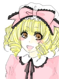 Rating: Safe Score: 0 Tags: 1girl bangs blonde_hair bow brown_eyes drill_hair eyebrows_visible_through_hair hina_ichigo hinaichigo image looking_at_viewer oekaki open_mouth pink_bow ribbon short_hair simple_background smile solo upper_body white_background User: admin
