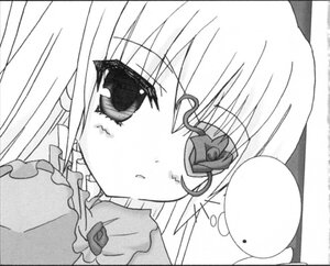 Rating: Safe Score: 0 Tags: 1girl barasuishou black_border blush border close-up greyscale image letterboxed long_hair looking_at_viewer monochrome simple_background solo white_background User: admin