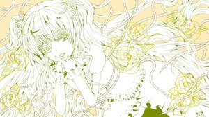 Rating: Safe Score: 0 Tags: 1girl dress eyepatch flower hair_flower hair_ornament image kirakishou lineart long_hair monochrome ribbon rose solo thorns two_side_up yellow_rose User: admin