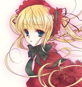 Rating: Safe Score: 0 Tags: 1girl :o blonde_hair blue_eyes bonnet bow bowtie commentary_request dress face frills hairband image long_hair long_sleeves looking_at_viewer rozen_maiden shinku simple_background solo twintails upper_body yuh User: admin