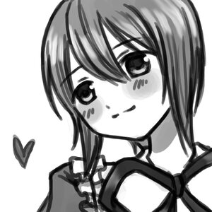 Rating: Safe Score: 0 Tags: 1girl blush greyscale heart image long_hair looking_at_viewer monochrome simple_background solo souseiseki striped upper_body white_background User: admin