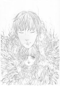 Rating: Safe Score: 0 Tags: auto_tagged closed_eyes curly_hair eyelashes flower image kirakishou long_hair monochrome parted_lips short_hair solo traditional_media wavy_hair User: admin