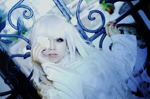 Rating: Safe Score: 0 Tags: 1girl bangs blurry depth_of_field fingernails kirakishou lips long_hair long_sleeves looking_at_viewer monster_girl nail_polish ribbon solo upper_body white_hair yellow_eyes User: admin