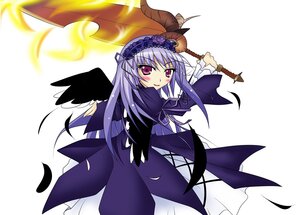 Rating: Safe Score: 0 Tags: 1girl black_wings blush dress feathers flower frills hairband holding image lolita_hairband long_hair long_sleeves looking_at_viewer pink_eyes ribbon smile solo suigintou weapon white_background wings User: admin