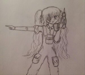 Rating: Safe Score: 0 Tags: 1girl image kirakishou long_hair monochrome pointing solo traditional_media very_long_hair User: admin