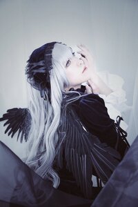 Rating: Safe Score: 0 Tags: 1girl bangs black_dress closed_mouth dress frills lips long_hair long_sleeves ribbon solo suigintou very_long_hair white_hair User: admin