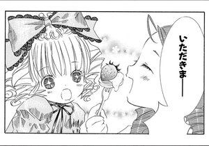 Rating: Safe Score: 0 Tags: 2girls blush comic dress drill_hair food fruit greyscale hinaichigo image long_hair monochrome multiple_girls ribbon solo strawberry User: admin
