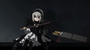 Rating: Safe Score: 0 Tags: 1girl black_background black_legwear closed_mouth dress frills gothic_lolita gun hairband holding holding_gun holding_weapon image lolita_fashion long_hair long_sleeves looking_at_viewer red_eyes rifle sitting solo suigintou weapon User: admin