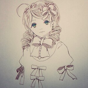 Rating: Safe Score: 0 Tags: 1girl ahoge bangs bow bowtie closed_mouth drill_hair earrings eyebrows_visible_through_hair flower hair_ornament image jewelry kanaria long_hair looking_at_viewer monochrome ringlets solo traditional_media twin_drills upper_body User: admin