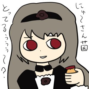 Rating: Safe Score: 0 Tags: 1girl choker dress grey_hair image long_hair long_sleeves looking_at_viewer red_eyes simple_background smile solo suigintou text_focus white_background User: admin