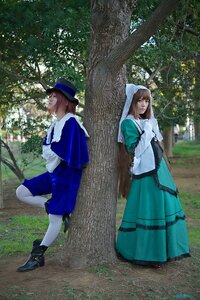 Rating: Safe Score: 0 Tags: 2girls brown_hair day dress hat hood long_hair long_sleeves multiple_cosplay multiple_girls nature outdoors profile school_uniform shoes skirt standing tagme tree white_legwear User: admin