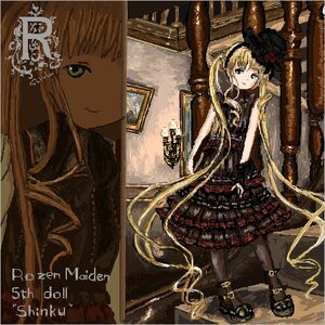 Rating: Safe Score: 0 Tags: 1girl auto_tagged bangs blonde_hair blue_eyes character_name dress english_text full_body gothic hat image long_hair looking_at_viewer mini_hat shinku smile solo top_hat twintails very_long_hair User: admin
