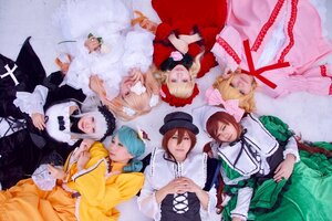 Rating: Safe Score: 0 Tags: 6+girls blonde_hair blue_eyes blue_hair bow brown_hair closed_eyes dress flower frills hair_ornament hat long_hair long_sleeves multiple_cosplay multiple_girls pink_bow ribbon short_hair tagme User: admin