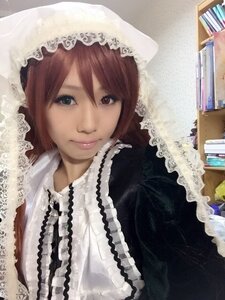 Rating: Safe Score: 0 Tags: 1girl bangs bookshelf brown_hair closed_mouth dress frills lace lips looking_at_viewer photo smile solo suiseiseki upper_body veil User: admin
