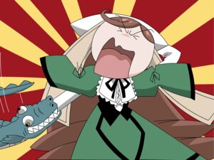 Rating: Safe Score: 0 Tags: 1girl dress green_dress image open_mouth pokemon_(creature) ribbon solo suiseiseki sunburst User: admin