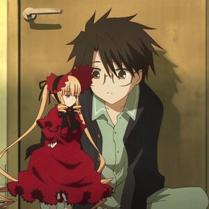 Rating: Safe Score: 0 Tags: 1boy 1girl blonde_hair bonnet dress image long_hair long_sleeves red_dress ribbon shinku sitting solo spiked_hair very_long_hair User: admin