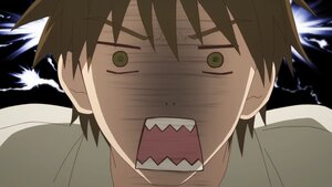 Rating: Safe Score: 0 Tags: bags_under_eyes bangs brown_hair close-up eyebrows_visible_through_hair green_eyes hair_between_eyes human looking_at_viewer open_mouth sakurada_jun screenshot smile solo teeth User: admin