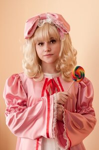 Rating: Safe Score: 0 Tags: 1girl blonde_hair bow dress food frills fruit hinaichigo lips long_hair long_sleeves looking_at_viewer nose pink_dress realistic ribbon solo upper_body wide_sleeves User: admin