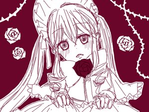 Rating: Safe Score: 0 Tags: 1girl blush flower image lolita_fashion long_hair monochrome pink_rose purple_rose red_flower red_rose rose shinku solo spoken_squiggle thorns twintails white_rose yellow_rose User: admin