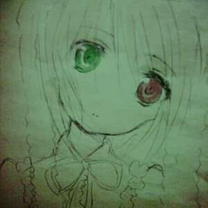 Rating: Safe Score: 0 Tags: 1girl bow green_theme image monochrome short_hair solo souseiseki traditional_media User: admin