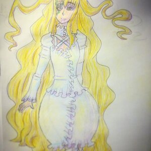 Rating: Safe Score: 0 Tags: 1girl blonde_hair dress frills green_eyes image kirakishou long_hair long_sleeves monster_girl puffy_sleeves solo traditional_media very_long_hair wavy_hair User: admin