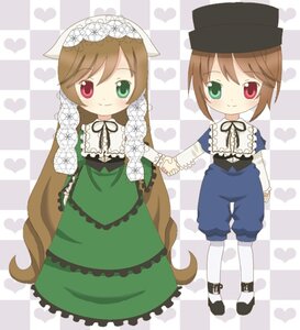 Rating: Safe Score: 0 Tags: 2girls argyle argyle_background argyle_legwear board_game brown_hair checkered checkered_background checkered_floor checkered_kimono chess_piece dress frills green_dress green_eyes hat heart heterochromia holding_hands image interlocked_fingers long_hair long_sleeves multiple_girls pair pantyhose perspective plaid_background red_eyes reflection short_hair siblings sisters smile souseiseki suiseiseki tile_floor tiles top_hat twins vanishing_point User: admin