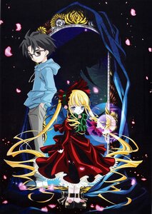 Rating: Safe Score: 0 Tags: 1boy 1girl auto_tagged black_hair blonde_hair blue_eyes bonnet bow brown_eyes cherry_blossoms dress flower glasses image long_hair long_sleeves looking_at_viewer petals red_dress rose_petals shinku shoes solo User: admin