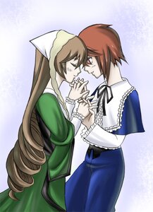 Rating: Safe Score: 0 Tags: 2girls brown_hair closed_eyes dress frills head_scarf holding_hands image interlocked_fingers long_hair long_sleeves multiple_girls pair pants red_eyes shirt short_hair siblings sisters souseiseki suiseiseki very_long_hair yuri User: admin