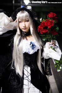 Rating: Safe Score: 0 Tags: 1girl dress flower gothic_lolita lace lips lolita_fashion long_hair nail_polish rose solo suigintou very_long_hair white_hair User: admin