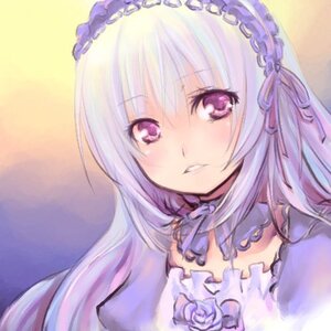 Rating: Safe Score: 0 Tags: 1girl bangs dress eyebrows_visible_through_hair flower image long_hair looking_at_viewer purple_eyes purple_rose ribbon rose solo suigintou User: admin