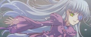 Rating: Safe Score: 0 Tags: 1girl auto_tagged bangs barasuishou blue_flower blue_rose bow dress eyepatch flower frills green_eyes image long_hair long_sleeves purple_dress rose silver_hair solo upper_body very_long_hair User: admin