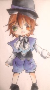 Rating: Safe Score: 0 Tags: 1boy capelet green_eyes hat image long_sleeves open_mouth orange_hair shorts solo souseiseki User: admin