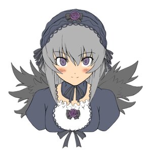 Rating: Safe Score: 0 Tags: 1girl black_wings blush detached_collar dress flower gothic_lolita grey_hair hairband image jingai_modoki lolita_fashion lolita_hairband long_hair long_sleeves looking_at_viewer lowres photoshop_(medium) purple_eyes rose rozen_maiden silver_hair simple_background smile solo striped suigintou upper_body white_background wings User: admin